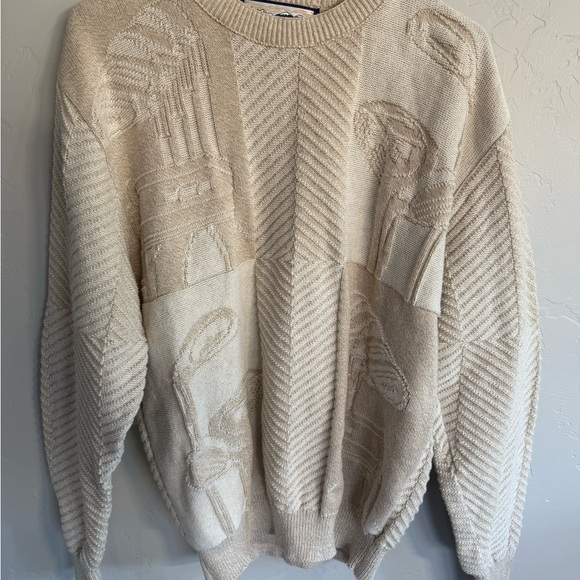 Vintage Shenandoah Textured Golf Sweater Mens Size Medium Oatmeal - Picture 1 of 7